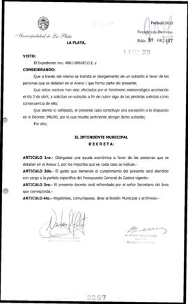 Decreto n° 2267 de 2013, Bruera, Oscar Pablo