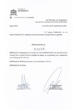 Ordenanza nº 12333 de 2022