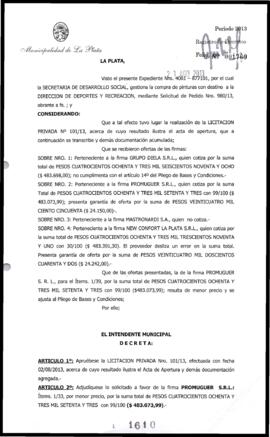 Decreto n° 1610 de 2013, Bruera, Oscar Pablo