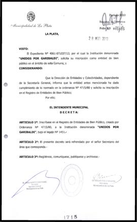 Decreto n° 1715 de 2013, Bruera, Oscar Pablo