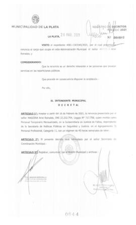 Decreto nº 644 de 2021, GARRO, Julio cesar