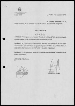 Ordenanza n° 10602 de 2009