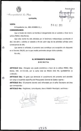 Decreto n° 1725 de 2013, Bruera, Oscar Pablo