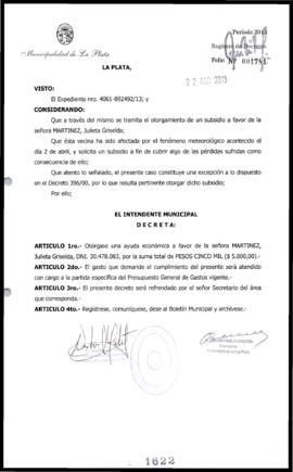 Decreto n° 1622 de 2013, Bruera, Oscar Pablo
