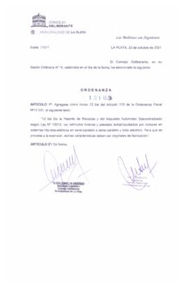 Ordenanza nº 12163 de 2021