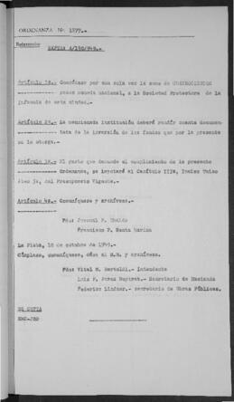 Ordenanza n° 1877 de 1949