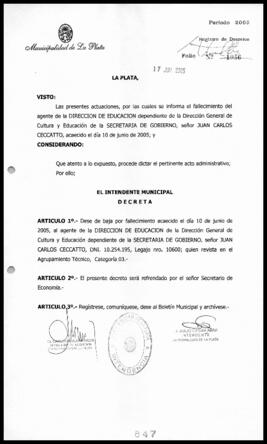 Decreto n° 847 de 2005, Alak, Julio Cesar