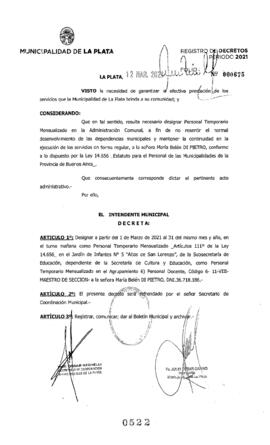 Decreto nº 522 de 2021, GARRO, Julio cesar