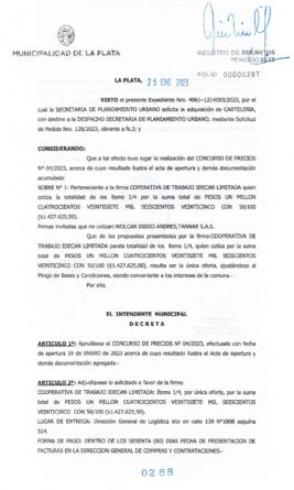 Decreto nº 288 de 2023, GARRO, Julio cesar