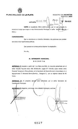 Decreto nº 527 de 2021, GARRO, Julio cesar