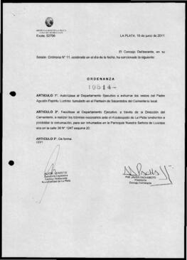 Ordenanza n° 10814 de 2011