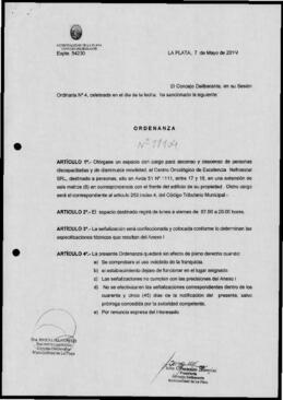 Ordenanza n° 11104 de 2014