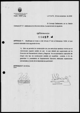 Ordenanza n° 10457 de 2008
