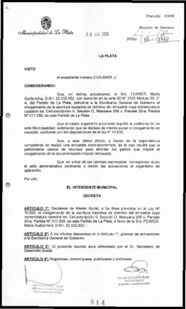 Decreto n° 814 de 2005, Alak, Julio Cesar