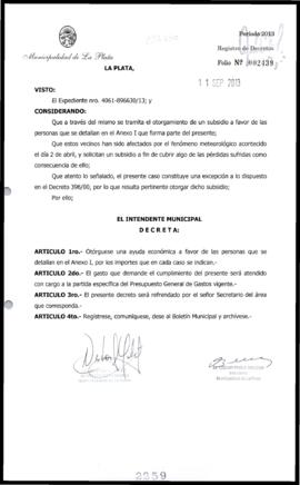 Decreto n° 2259 de 2013, Bruera, Oscar Pablo