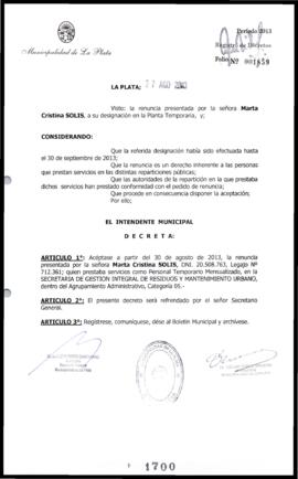 Decreto n° 1700 de 2013, Bruera, Oscar Pablo