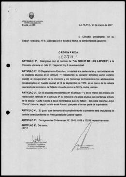 Ordenanza n° 10278 de 2007