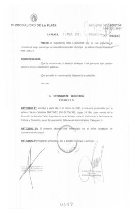 Decreto nº 547 de 2021, GARRO, Julio cesar