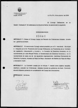 Ordenanza n° 10441 de 2008