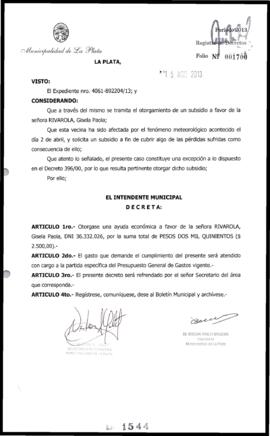 Decreto n° 1544 de 2013, Bruera, Oscar Pablo