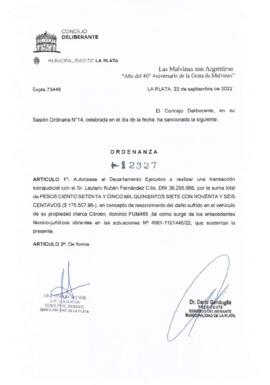 Ordenanza nº 12327 de 2022