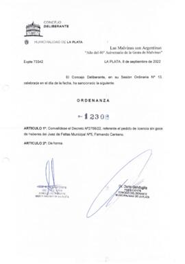 Ordenanza nº 12306 de 2022