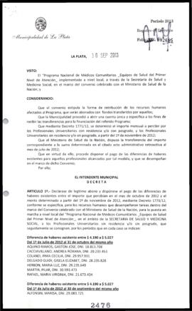 Decreto n° 2476 de 2013, Bruera, Oscar Pablo