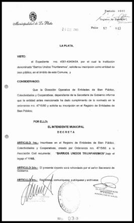 Decreto n° 38 de 2005, Alak, Julio Cesar