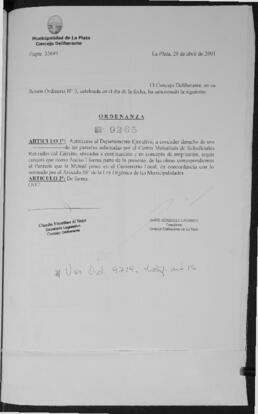 Ordenanza n° 9265 de 2001