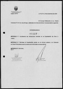 Ordenanza n° 10227 de 2006