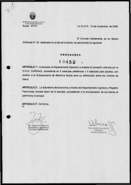 Ordenanza n° 10452 de 2008