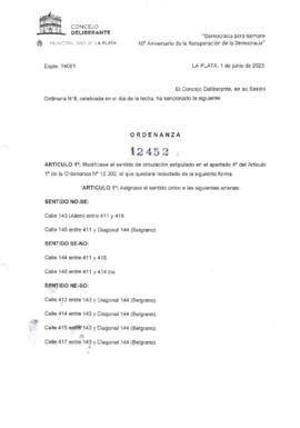 Ordenanza nº 12452 de 2023