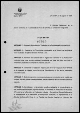 Ordenanza n° 10305 de 2007