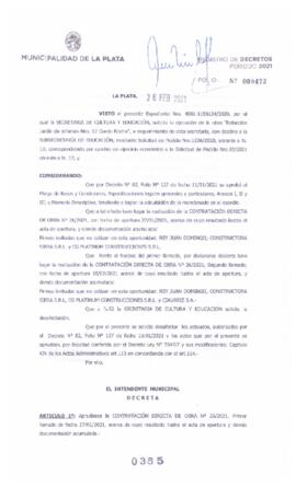 Decreto nº 385 de 2021, GARRO, Julio cesar