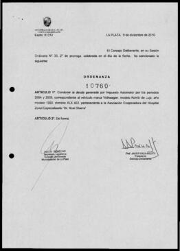 Ordenanza n° 10760 de 2010