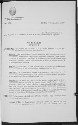 Ordenanza n° 9321 de 2001