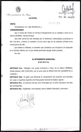 Decreto n° 1521 de 2013, Bruera, Oscar Pablo