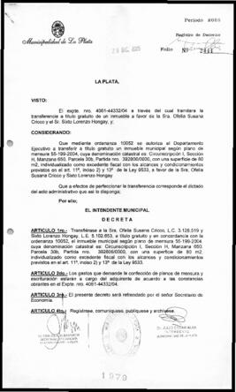 Decreto n° 1979 de 2005, Alak, Julio Cesar
