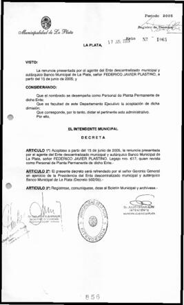 Decreto n° 856 de 2005, Alak, Julio Cesar