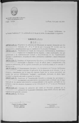 Ordenanza n° 9289 de 2001