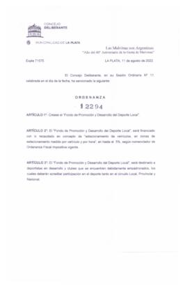 Ordenanza nº 12294 de 2022