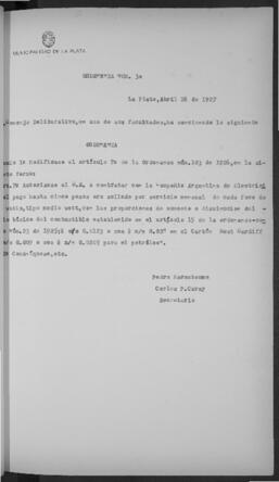 Ordenanza n° 0030 de 1927