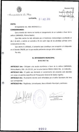 Decreto n° 1660 de 2013, Bruera, Oscar Pablo