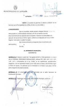 Decreto nº 3610 de 2023, GARRO, Julio cesar