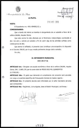 Decreto n° 1723 de 2013, Bruera, Oscar Pablo