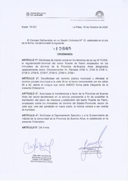 Ordenanza n° 12665 de 2025