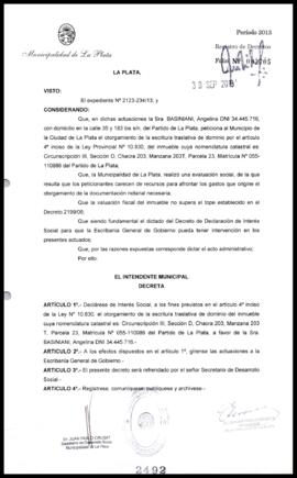 Decreto n° 2492 de 2013, Bruera, Oscar Pablo