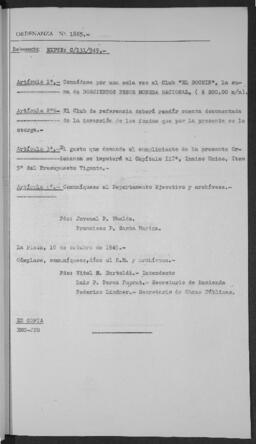 Ordenanza n° 1865 de 1949