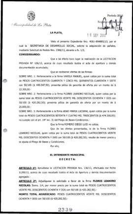 Decreto n° 2339 de 2013, Bruera, Oscar Pablo