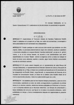 Ordenanza n° 10256 de 2007